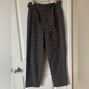 FOREVER 21 Contemporary Womens Trouser Pants Plaid Zip Front Multicolor